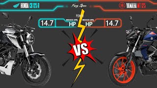 Honda Cb 125 R VS YAMAHA MT 125  Comparison  Mileage  Top Speed  Price  Bike Informer [upl. by Eimat]