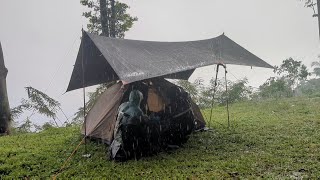 🏕CAMPING IN THE RAIN⛈️RELAXING CAMPING IN HEAVY RAIN FORESTSoothing sound of rain [upl. by Aissac]