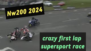 Crazy first lap 🤯 supersport race at nw200 2024 🏍💨💥 racing highlights [upl. by Schoof]