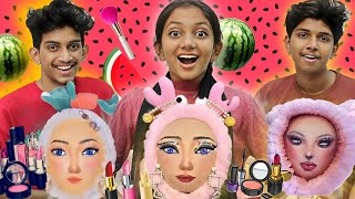 MAKEUP 💄🪞CHALLENGE  Watermelon 🍉 makeup challenge 🤣  crazy makeup set [upl. by Danyluk]