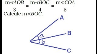 angulos consecutivos AOB3BOC4COA5 calcule BOC  angulos adyacentes ejemplo [upl. by Bradeord]