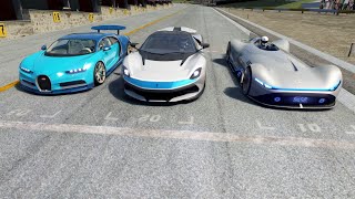 MercedesBenz Vision EQ Silver Arrow vs Pininfarina Battista vs Bugatti Chiron at Old Spa [upl. by Natanoy]