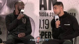 TERENCE CRAWFORD TELLS AMIR KHAN TO HIS FACE quotYOU DIDNT QUIT SO WHAT HAPPENEDquot [upl. by Annecorinne319]