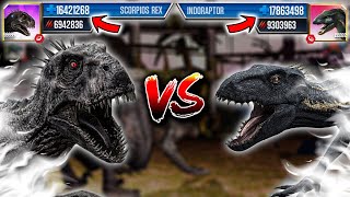 SCORPIOS REX vs INDORAPTOR LEVEL 999  Jurassic World The Game [upl. by Annaerdna]