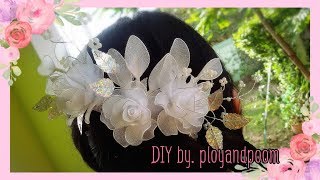 EP 93 How to make flower hair comb  Wedding by ployandpoom [upl. by Amiaj]