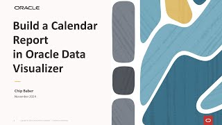 Build a Calendar Report in Oracle Data Visualizer [upl. by Osbourne518]