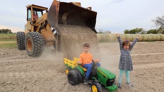 Playing in the dirt with tractors  Kids tractors digging dirt compilation  Tractors for kids [upl. by Harris]