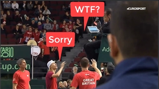 HD Denis Shapovalov hits umpire in the face  defaults Canada from Davis Cup [upl. by Anad702]