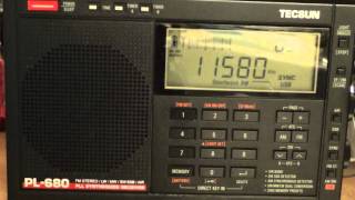 Radio Slovakia via WRMI on Tecsun PL 680 Shortwave radio 11580 Khz [upl. by Siuqaj358]