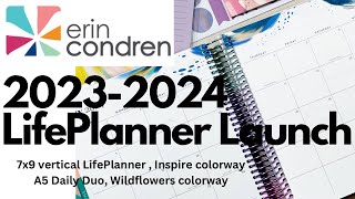 Erin Condren 20232024 LifePlanner Launch  7x9 Inspire Vertical and A5 Wildflowers Daily Duo [upl. by Tonl880]