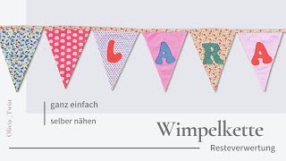 Wimpelkette nähen  aus Stoffresten [upl. by Kulseth]