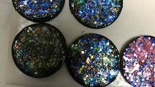 Folkart Glitterific paint on unbaked polymer clay and UV resin gemstones [upl. by Yenttihw142]