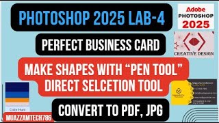 Photoshop 2025 Lab4  Design Business card  Pen tool  Add anchor point  Direct selection tool [upl. by Helali]