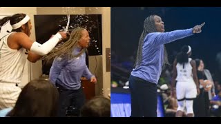 Chicago Sky celebrates Teresa Weatherspoon first win as a Head Coach in the WNBA [upl. by Oiziruam771]