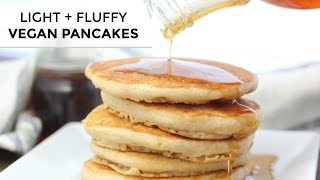 VEGAN PANCAKES  Light  Fluffy Vegan Pancake Recipe [upl. by Aneeres702]