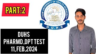 DUHS PHARM d test 2024DUHS DPT TEST 2024solved with discussion [upl. by Zurkow]