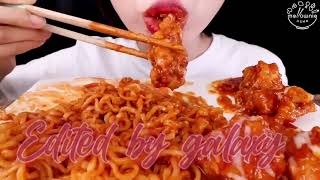 Mellawnie asmr  spicy fire noodlessweet fried chicken  bites only [upl. by Venola544]