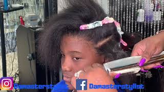 Detailed silk press on damaged hair  Silk press on natural hair [upl. by Notslar816]