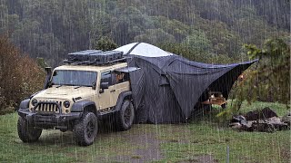 This CAR TENT is perfect for RAIN and STORM  Solo Camping ASMR [upl. by Jerroll]