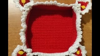 Tutorial cestino portapane alluncinetto  crochet basket  cesta crochet [upl. by Garrity]