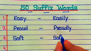 50 Suffix words  50 suffix words in english  Suffix and Prefix  Suffix Words [upl. by Ludwog493]