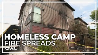 Homeless camp causes apartment fire in Southeast Portland [upl. by Jobe772]