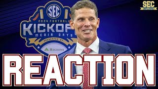 REACTION Oklahoma Footballs Brent Venables Speaks At SEC Media Days [upl. by Enirtak80]