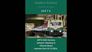 MRTS EMU Services Resume between Velachery amp Chennai Beach [upl. by Keraj]