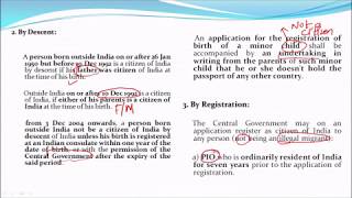 Acquistion of Indian Citizenship The Citizenship Act 1955 [upl. by Towrey620]