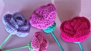 COMO HACER ROSAS PARA RAMOS A CROCHET Tutorial rosas a crochet [upl. by Mailli]