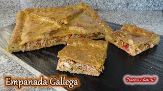 EMPANADA GALLEGA CON POLLO receta completa Relleno Masa y preparación fácil [upl. by Ahsemal]