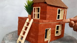 Two Story bricklaying miniature house  Mini House Diorama  house no 03 [upl. by Kristos289]