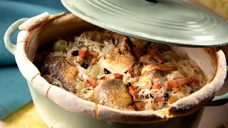 Recette  Pintade à la choucroute en cocotte [upl. by Voccola]