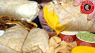 ASMR MUKBANG CHIPOTLE GIANT BURRITOS CHIPS CHEESE STEAK QUESADILLA  WITH CHEESE [upl. by Fatsug]