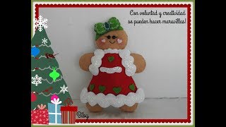 GALLETITA DE JENGIBRE EN FIELTRO NAVIDAD 2018 [upl. by Joliet843]