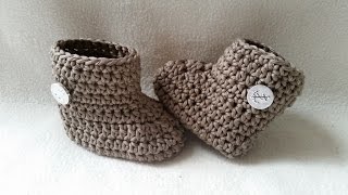 Häkeln Babystiefel  Winterschuhe  Bootie  Teil 3 Schaft mit Untertitel by BerlinCrochet [upl. by Gurl]