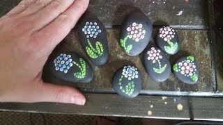 How to Paint Dot Flowers on Rocks [upl. by Blankenship]