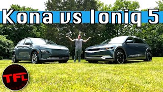 Hyundai Kona EV vs Hyundai Ioniq 5  One Of These Two New Electric Cars Is Better Than The Other [upl. by Sined]