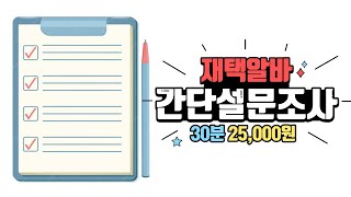 30분 설문조사하고 25000원  46000원 받는 개꿀 설문조사 재택알바 [upl. by Arliene410]