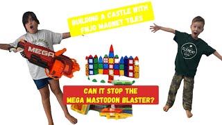 Jane and Danan build a castle with magnetic tiles then SHOOT it [upl. by Sandberg]