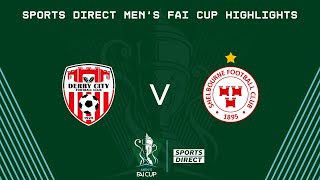 Sports Direct Mens FAI Cup QuarterFinal  Derry City 20 Shelbourne  Highlights [upl. by Kimmi680]