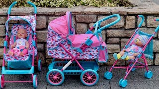 Baby Born Dolls Pushchair Stroller and Pram Unboxing Set Up amp 3 Baby Born Dolls [upl. by Durstin]