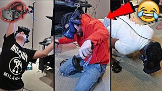 TEAM ALBOE TRIES VIRTUAL REALITY HILARIOUS GAMEPLAY  HTC VIVE [upl. by Esela]