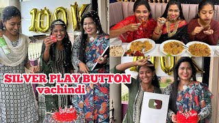 SILVER PLAY BUTTON vachindi Biryani chicken lollipops grill green chickenfish party [upl. by Manoff108]