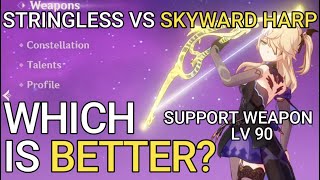 Fischl support build LV 90 STRINGLESS VS LV 90 SKYWARD HARP Best support weapon [upl. by Bodnar16]