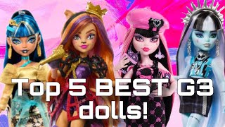 RANKING MY TOP 5 FAVORITE MONSTER HIGH G3 DOLLS as of October 2024  tier lists with Lizzie [upl. by Elsey]