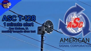 ASC T128 siren  1 minute alert  Des Moines IA monthly tornado siren test  9724 [upl. by Anidem]