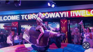 Mechanical bull riding 28th of August 2024 in Benidorm Spain 🇪🇸 [upl. by Kori501]