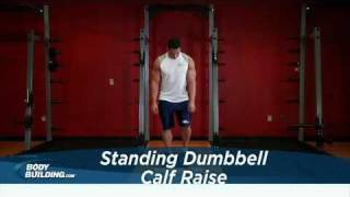 Standing Dumbbell Calf Raises  Calf Exercise  Bodybuildingcom [upl. by Xylia]