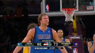 Dirk Nowitzki fadeaway  foul over Gasol  Mavs vs Lakers 2011 Playoffs [upl. by Annatnas]